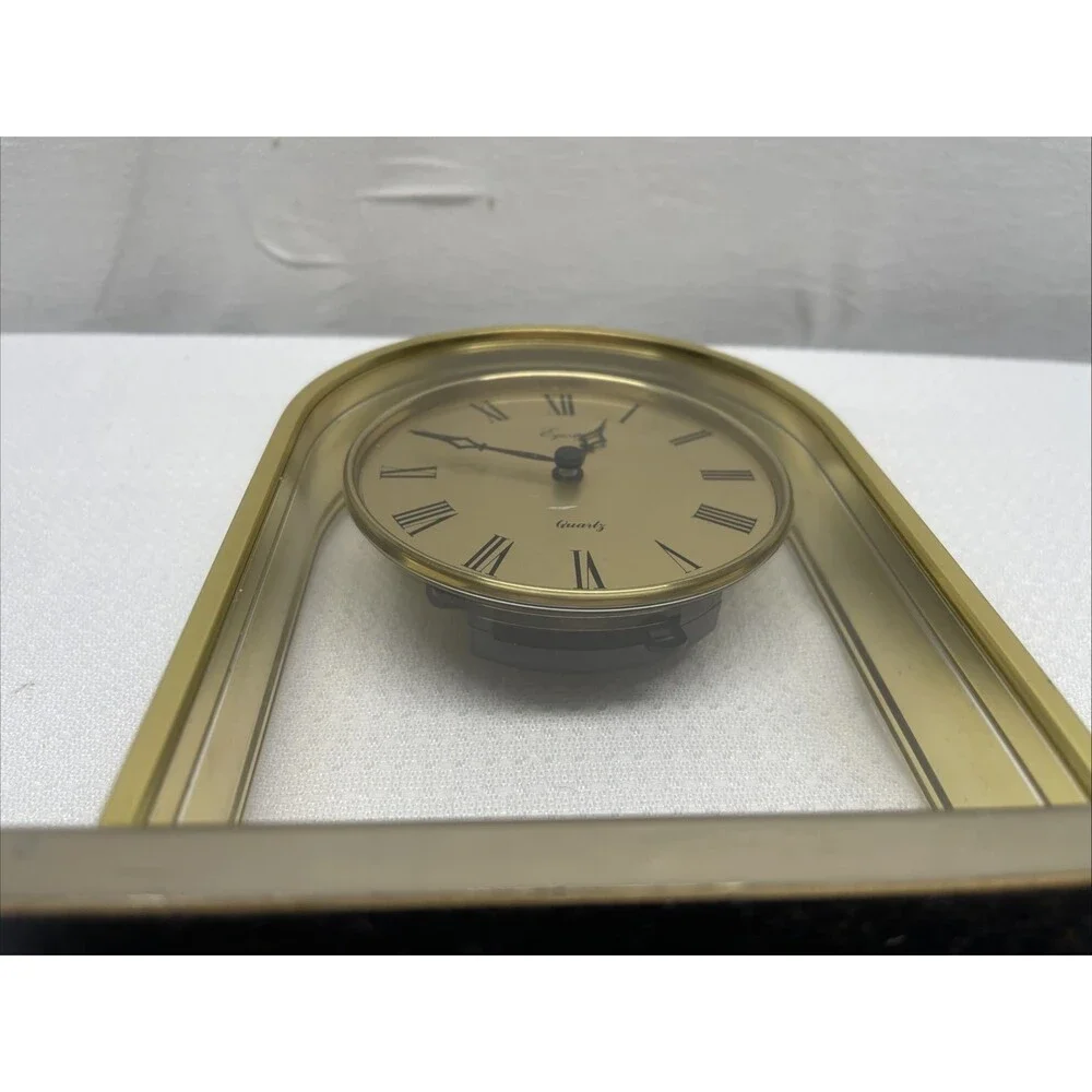 Vintage Equity Quartz Brass Alarm Clock Floating Dial Japan Working Condition